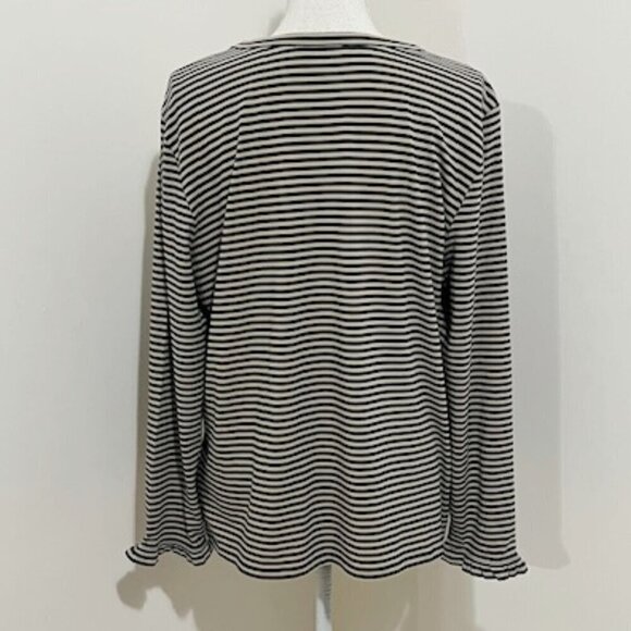 Brooks Brothers Red Fleece Tan & Black Striped Long Sleeve Blouse Top XL - Picture 4 of 5